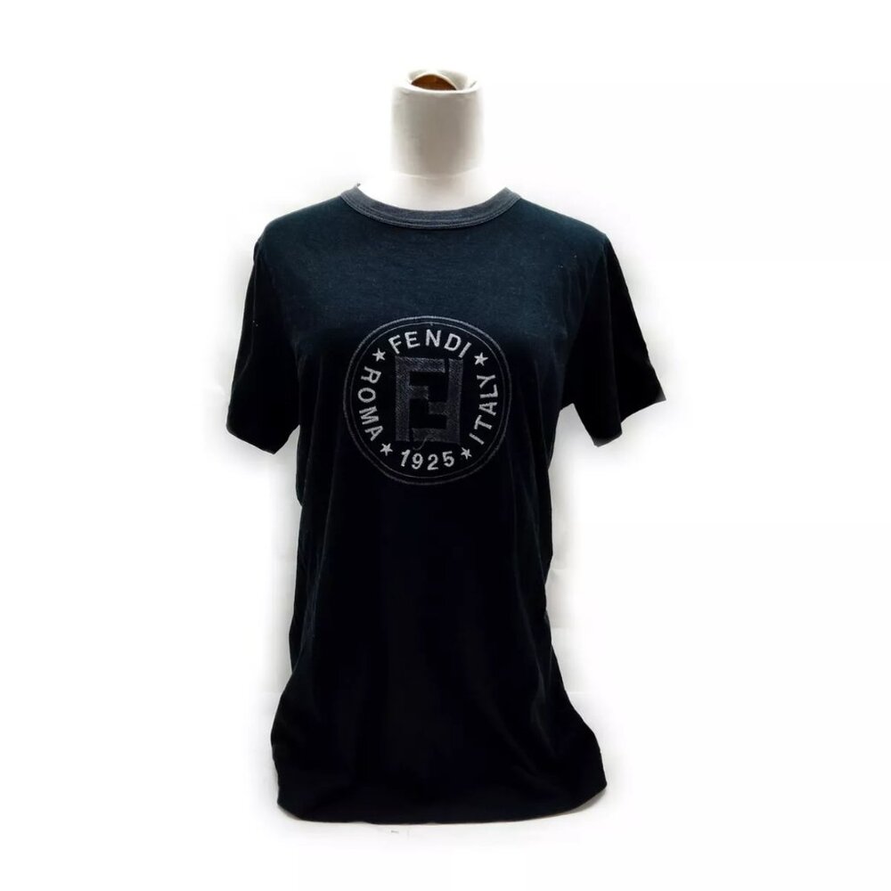 $995 Authentic FENDI Roma 1925 Made in ITALY Women's Black T-Shirt Tops Sz.42 EU